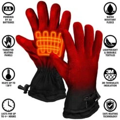 Unisex Black AA Battery Heated Fleece Gloves -Work Gloves Shop actionheat heated gloves ah fgv aa 01 1f 1000