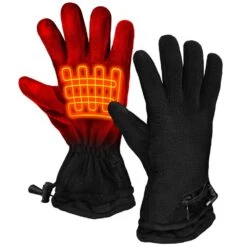 Unisex Black AA Battery Heated Fleece Gloves -Work Gloves Shop actionheat heated gloves ah fgv aa 01 4f 1000