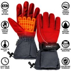 Men's 1-Size Grey AA Heated Snow Gloves -Work Gloves Shop actionheat heated gloves ah gv aa 1 m g 1f 1000