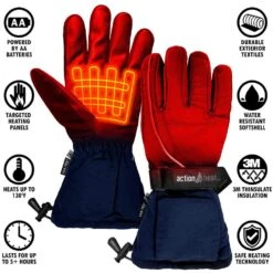 Men's 1-Size Navy AA Heated Snow Gloves 12 Men's 1-Size Navy AA Heated Snow Gloves -Work Gloves Shop actionheat heated gloves ah gv aa 1 m n 1f 1000