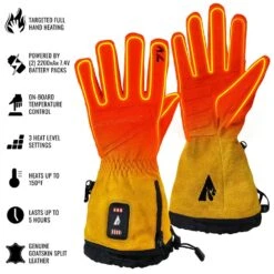 Unisex X-Large Yellow 7-Volt Rugged Leather Heated Work Gloves -Work Gloves Shop actionheat heated gloves ah wkgv 7v y xl 4f 1000
