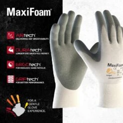 Maxi Foam Premium Unisex Medium White Nitrile-Coated Grip Abrasion Resistant Outdoor And Work Gloves 12-Pack -Work Gloves Shop atg work gloves 34 800 m 76 1000