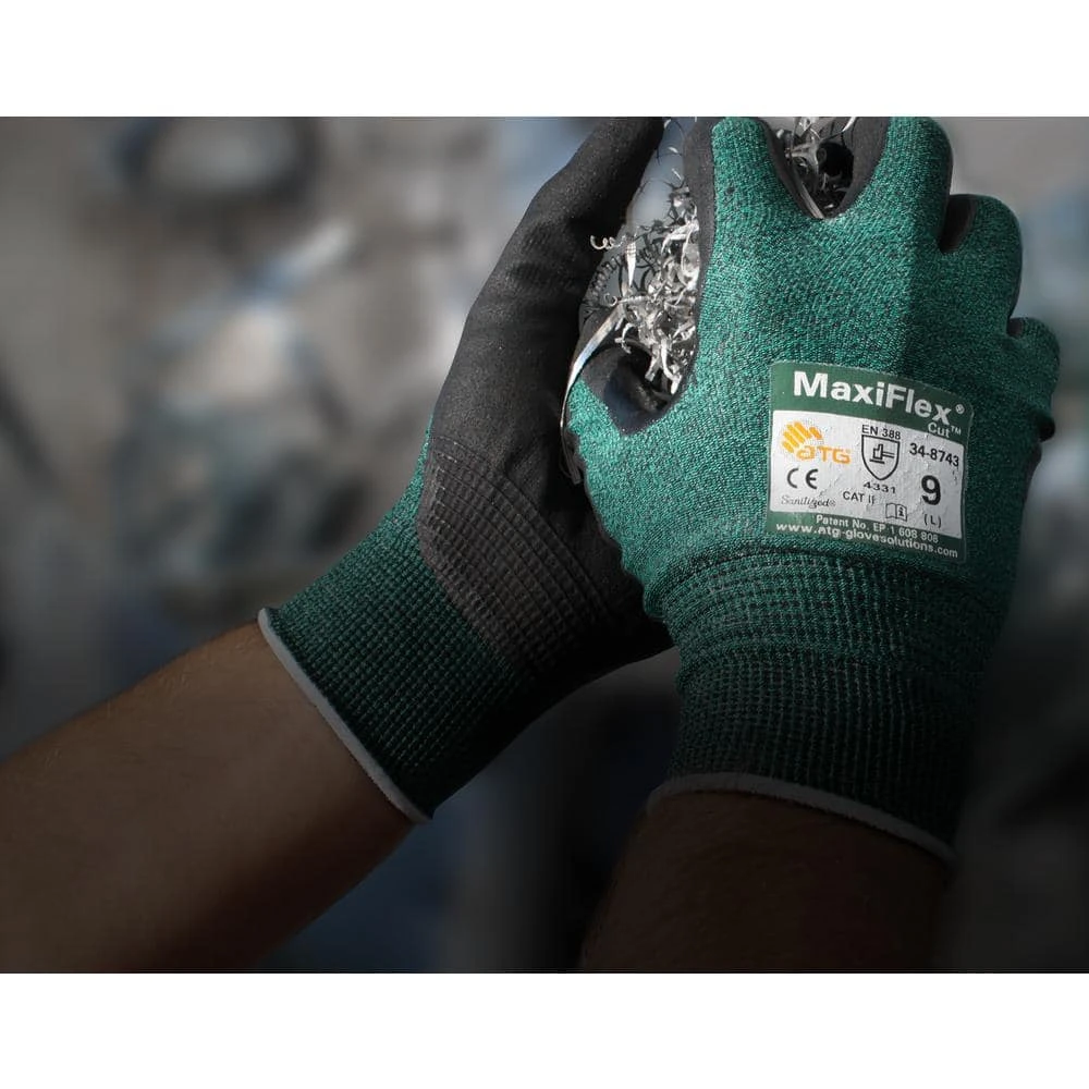 MaxiFlex Cut Men's Large Green ANSI 2 Abrasion Resistant Nitrile-Coated Work Gloves 10 MaxiFlex Cut Men's Large Green ANSI 2 Abrasion Resistant Nitrile-Coated Work Gloves - Image 8