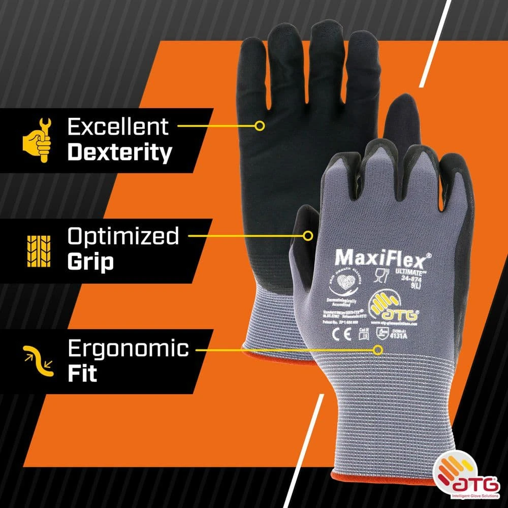 MaxiFlex Ultimate Men's Large Gray Nitrile Coated Outdoor And Work Gloves With Touchscreen Capability (3-Pack) 9 MaxiFlex Ultimate Men's Large Gray Nitrile Coated Outdoor And Work Gloves With Touchscreen Capability (3-Pack) - Image 7