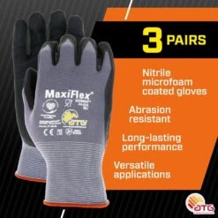 MaxiFlex Ultimate Men's Medium Gray Nitrile Coated Outdoor And Work Gloves With Touchscreen Capability (3-Pack) -Work Gloves Shop atg work gloves 34 874 m3p e1 1000