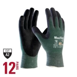 MaxiFlex Cut Men's Large Green ANSI 2 Premium Nitrile-Coated Outdoor And Work Gloves With Touchscreen (12-Pack)