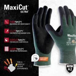 MaxiFlex Cut Men's Large Green ANSI 2 Premium Nitrile-Coated Outdoor And Work Gloves With Touchscreen (12-Pack) -Work Gloves Shop atg work gloves 34 8743 l fa 1000