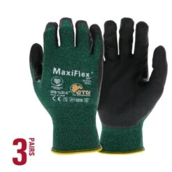 MaxiFlex Cut Men's Large Green ANSI 2-Premium Nitrile-Coated Outdoor And Work Gloves With Touchscreen (3-Pack)