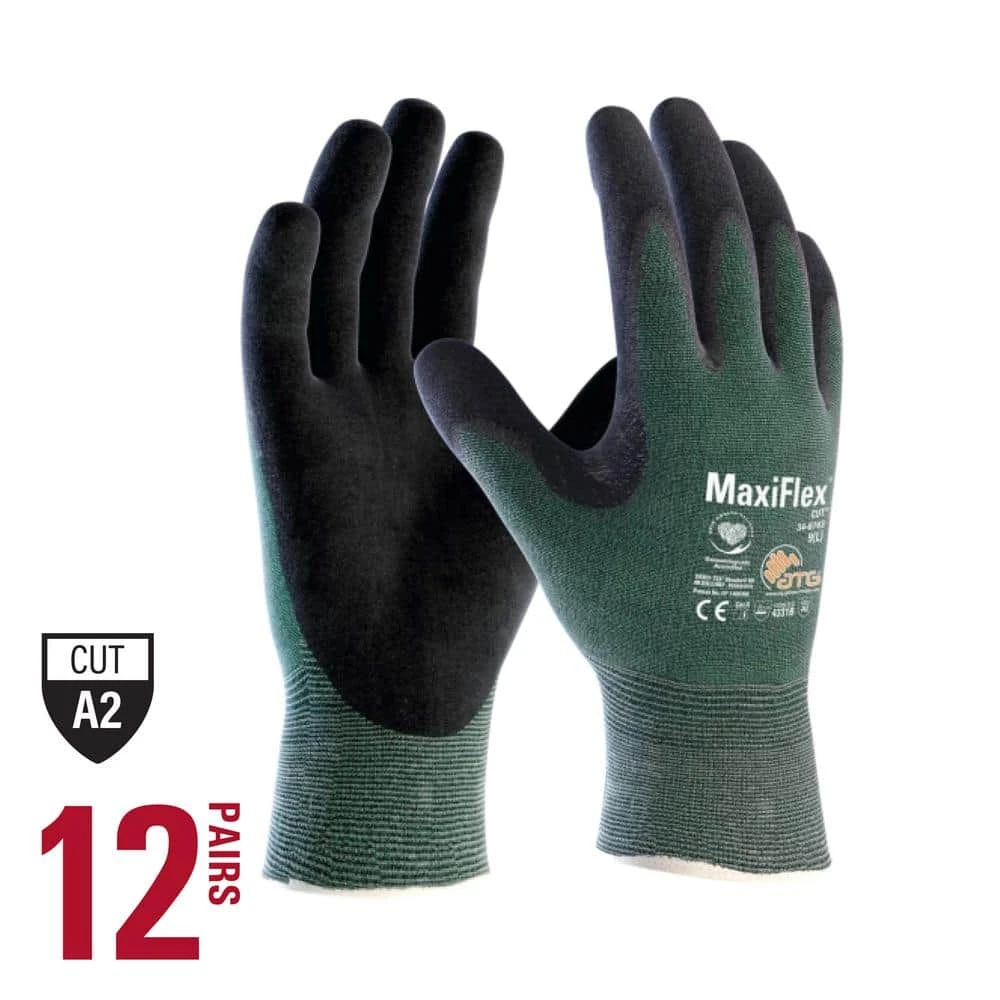 MaxiFlex Cut Men's Medium Green ANSI 2 Premium Nitrile-Coated Outdoor And Work Gloves With Touchscreen (12-Pack) 3 MaxiFlex Cut Men's Medium Green ANSI 2 Premium Nitrile-Coated Outdoor And Work Gloves With Touchscreen (12-Pack)