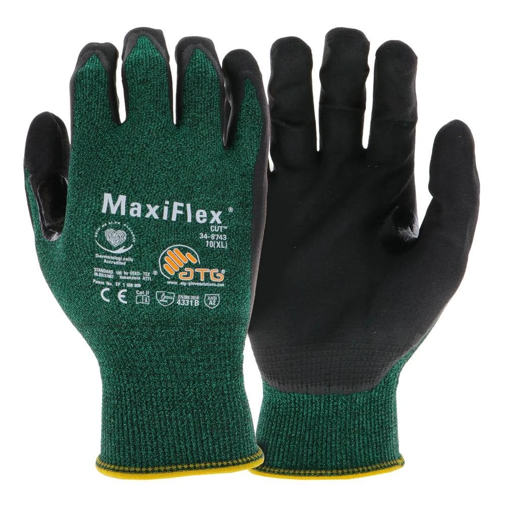 MaxiFlex Cut Men's Medium Green ANSI 2 Premium Nitrile-Coated Outdoor And Work Gloves With Touchscreen (12-Pack) 4 MaxiFlex Cut Men's Medium Green ANSI 2 Premium Nitrile-Coated Outdoor And Work Gloves With Touchscreen (12-Pack) - Image 2