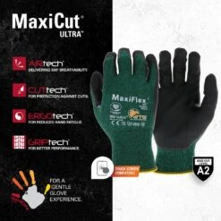 MaxiFlex Cut Men's Medium Green ANSI 2-Premium Nitrile-Coated Outdoor And Work Gloves With Touchscreen (3-Pack) -Work Gloves Shop atg work gloves 34 8743 m3p 40 1000