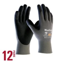 MaxiFoam Lite Men's Large Gray Nitrile-Coated Grip Abrasion Resistant Outdoor And Work Gloves (12-Pack)