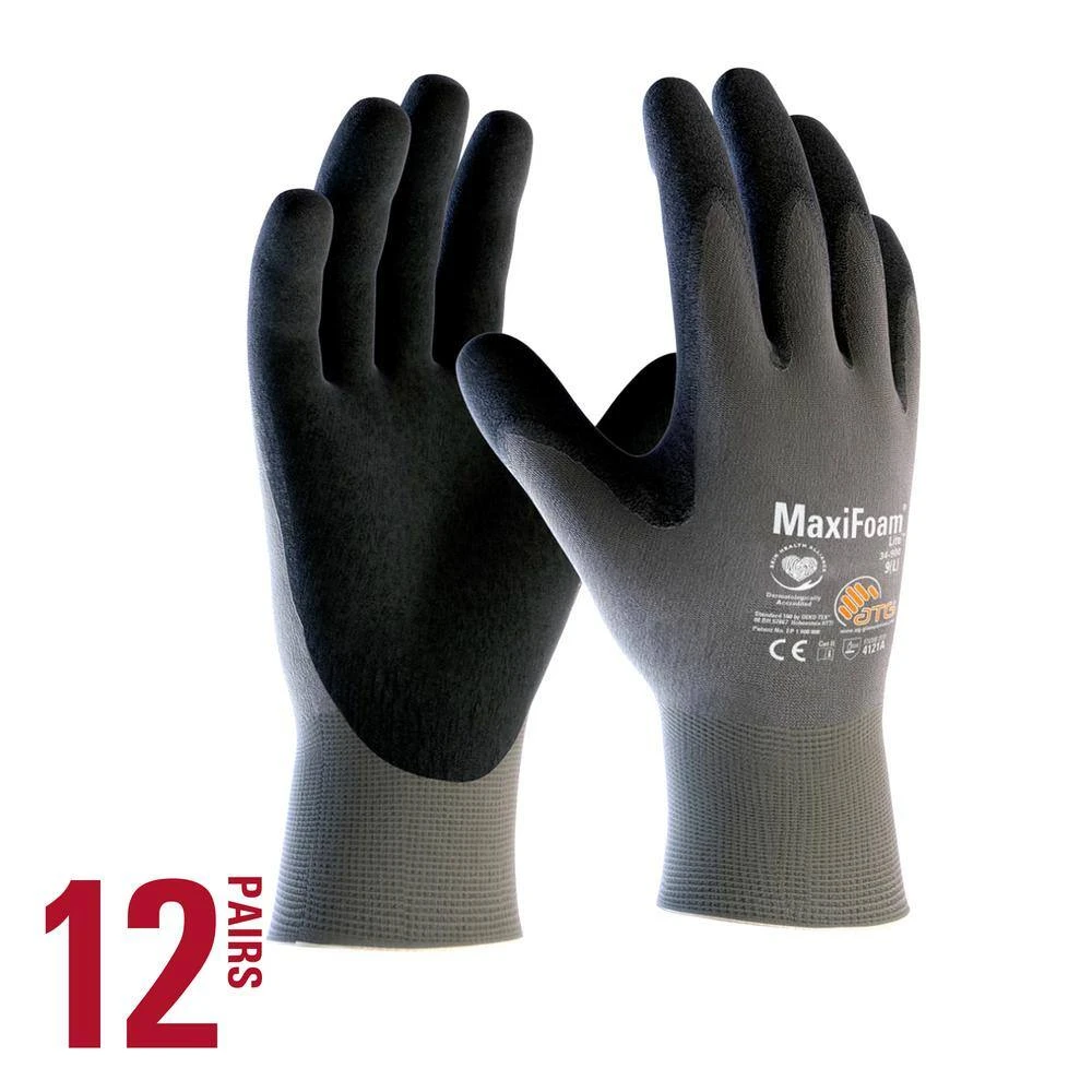 MaxiFoam Lite Men's Medium Gray Nitrile-Coated Grip Abrasion Resistant Outdoor And Work Gloves (12-Pack) 3 MaxiFoam Lite Men's Medium Gray Nitrile-Coated Grip Abrasion Resistant Outdoor And Work Gloves (12-Pack)