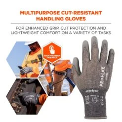 ProFlex 7043 2XL - Gray, Cut Resistant, Polyurethane Coated, General Purpose Gloves (12-Pairs) -Work Gloves Shop ergodyne work gloves 10486 c3 1000