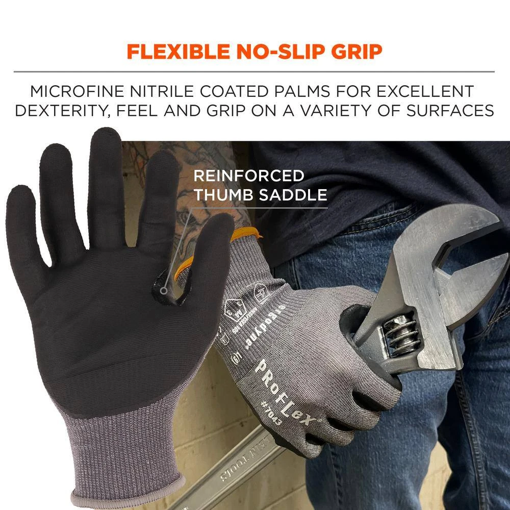 ProFlex 7043 Small - Gray, Cut Resistant, Nitrile Coated, General Purpose Gloves (12-Pairs) 8 ProFlex 7043 Small - Gray, Cut Resistant, Nitrile Coated, General Purpose Gloves (12-Pairs) - Image 6