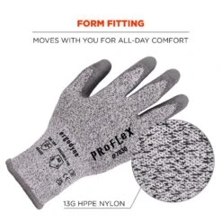 ProFlex 7030-Large Gray PU Coated Cut-Resistant Gloves (12-Pairs) -Work Gloves Shop ergodyne work gloves 7030 fa 1000 2