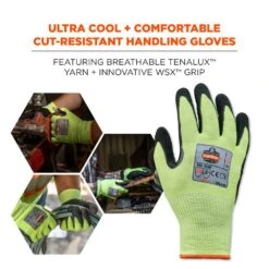 ProFlex 7041-Medium-Lime, Hi-Vis, Cut Resistant, Nitrile Coated, General Purpose Gloves (144-Pairs) -Work Gloves Shop ergodyne work gloves 7041 c3 1000 3