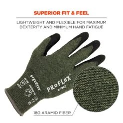 ProFlex 7042 Extra Large-Green, Cut Resistant, Heat Resistant, Nitrile Coated, General Purpose Gloves (12-Pairs) -Work Gloves Shop ergodyne work gloves 7042 44 1000 2