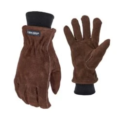 Large Winter Suede Leather Gloves With Insulated Fleece Liner