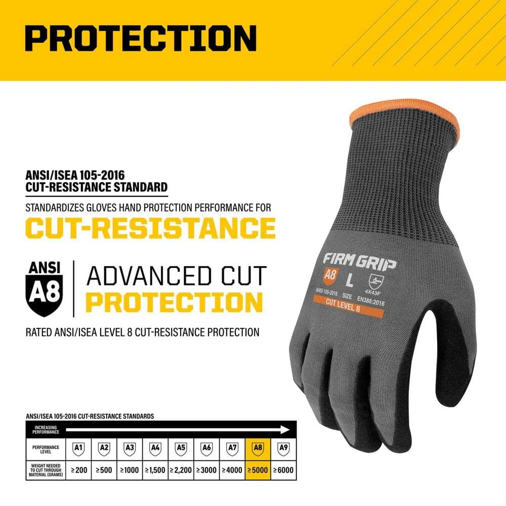 Large Precision Grip ANSI A8 Cut Resistant Work Gloves 6 Large Precision Grip ANSI A8 Cut Resistant Work Gloves - Image 4