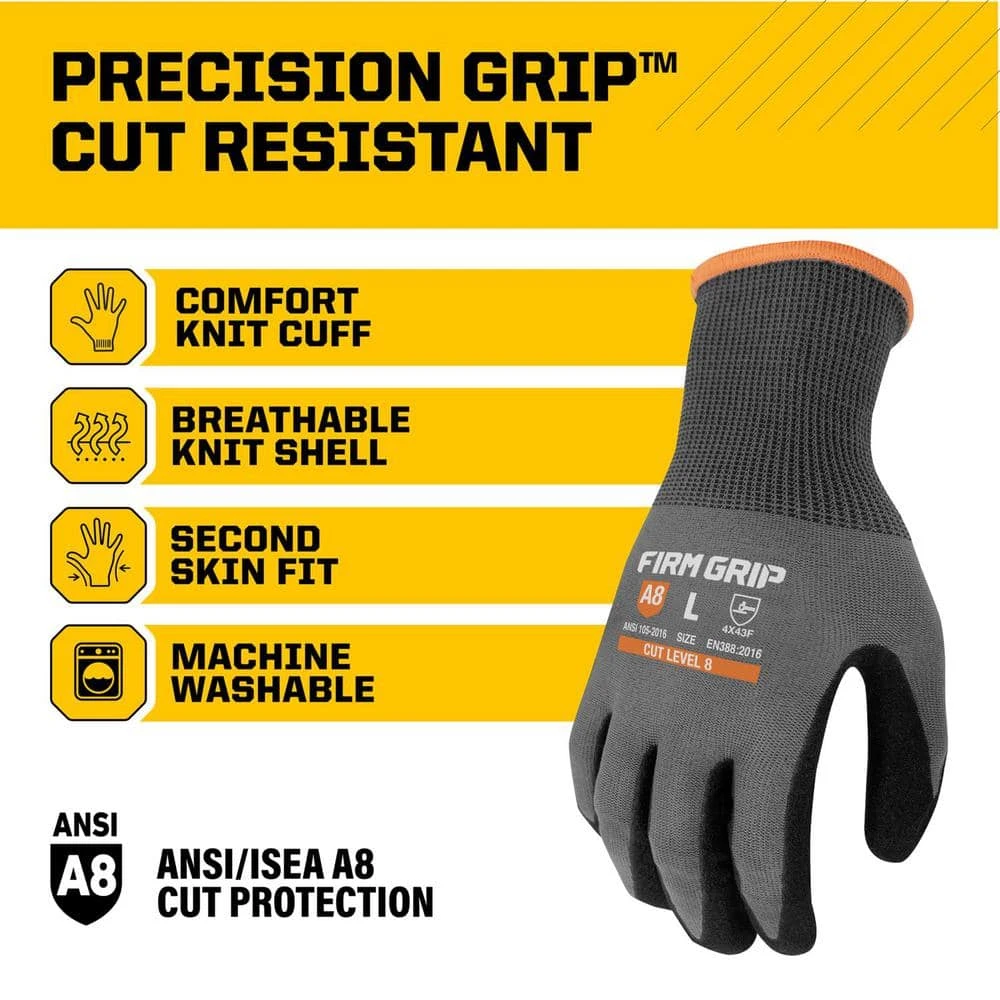 Large Precision Grip ANSI A8 Cut Resistant Work Gloves 4 Large Precision Grip ANSI A8 Cut Resistant Work Gloves - Image 2