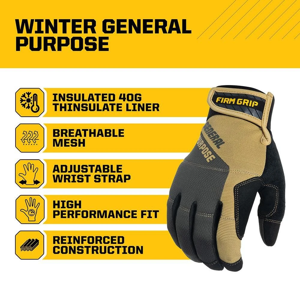 X-Large Winter General Purpose Gloves With Thinsulate Liner 4 X-Large Winter General Purpose Gloves With Thinsulate Liner - Image 2