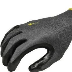 Large Black Seamless Nylon Knit Nitrile Coated Work Gloves, Garden Gloves (12-Pair Pack) -Work Gloves Shop g f products work gloves 1519l 12 4f 1000