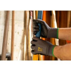 Large Black Seamless Nylon Knit Nitrile Coated Work Gloves, Garden Gloves (12-Pair Pack) -Work Gloves Shop g f products work gloves 1519l 12 c3 1000