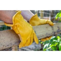 Premium Genuine Cowhide Large Leather Gloves With Reinforced Patch Palm (3-Pair) -Work Gloves Shop g f products work gloves 6203l 3 1d 1000