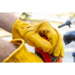 Premium Genuine Cowhide Large Leather Gloves With Reinforced Patch Palm (3-Pair) -Work Gloves Shop g f products work gloves 6203l 3 31 1000