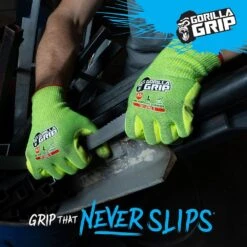 Large Hi-Vis Precision Grip A5 Cut Resistant Work Gloves (3-Pack) -Work Gloves Shop gorilla grip work gloves 22877 010 31 1000