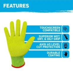 Large Hi-Vis Precision Grip A5 Cut Resistant Work Gloves (3-Pack) -Work Gloves Shop gorilla grip work gloves 22877 010 4f 1000