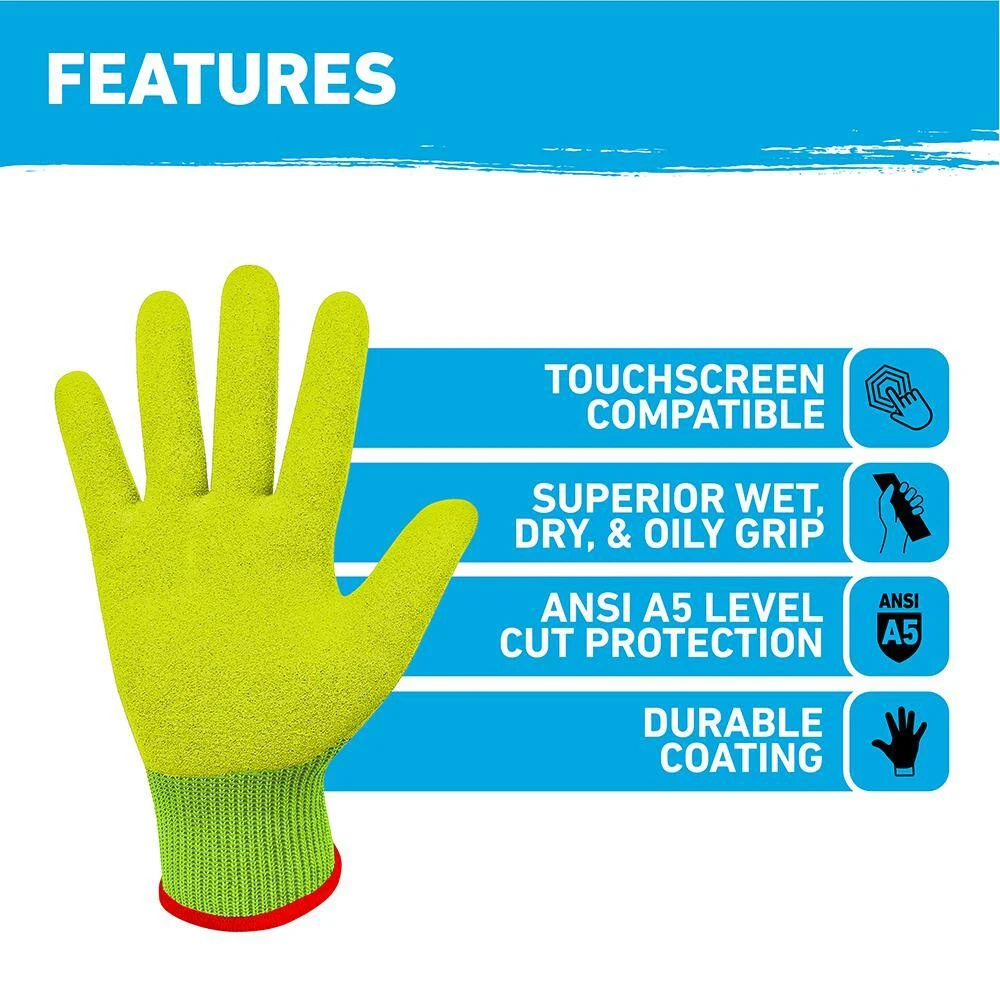 Large Precision Grip ANSI A5 Cut Hi-Vis Resistant Work Gloves 5 Large Precision Grip ANSI A5 Cut Hi-Vis Resistant Work Gloves - Image 3