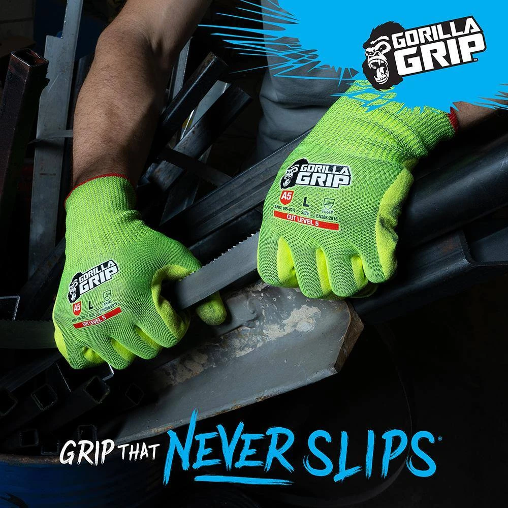 Extra Large Precision Grip ANSI A5 Cut Hi-Vis Resistant Work Gloves 10 Extra Large Precision Grip ANSI A5 Cut Hi-Vis Resistant Work Gloves - Image 8