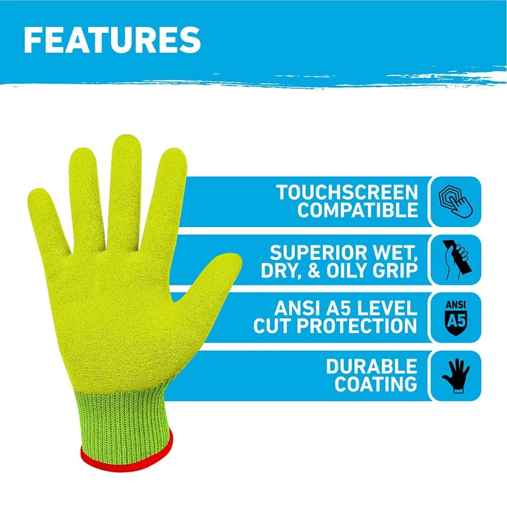 Extra Large Precision Grip ANSI A5 Cut Hi-Vis Resistant Work Gloves 5 Extra Large Precision Grip ANSI A5 Cut Hi-Vis Resistant Work Gloves - Image 3