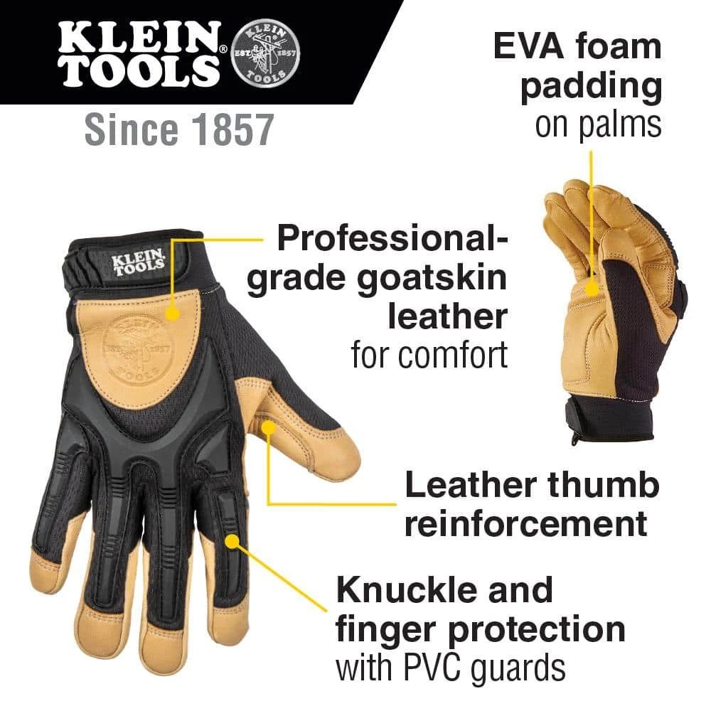 Klein Tools Leather Work Gloves, Large, Pair 4 Klein Tools Leather Work Gloves, Large, Pair - Image 2