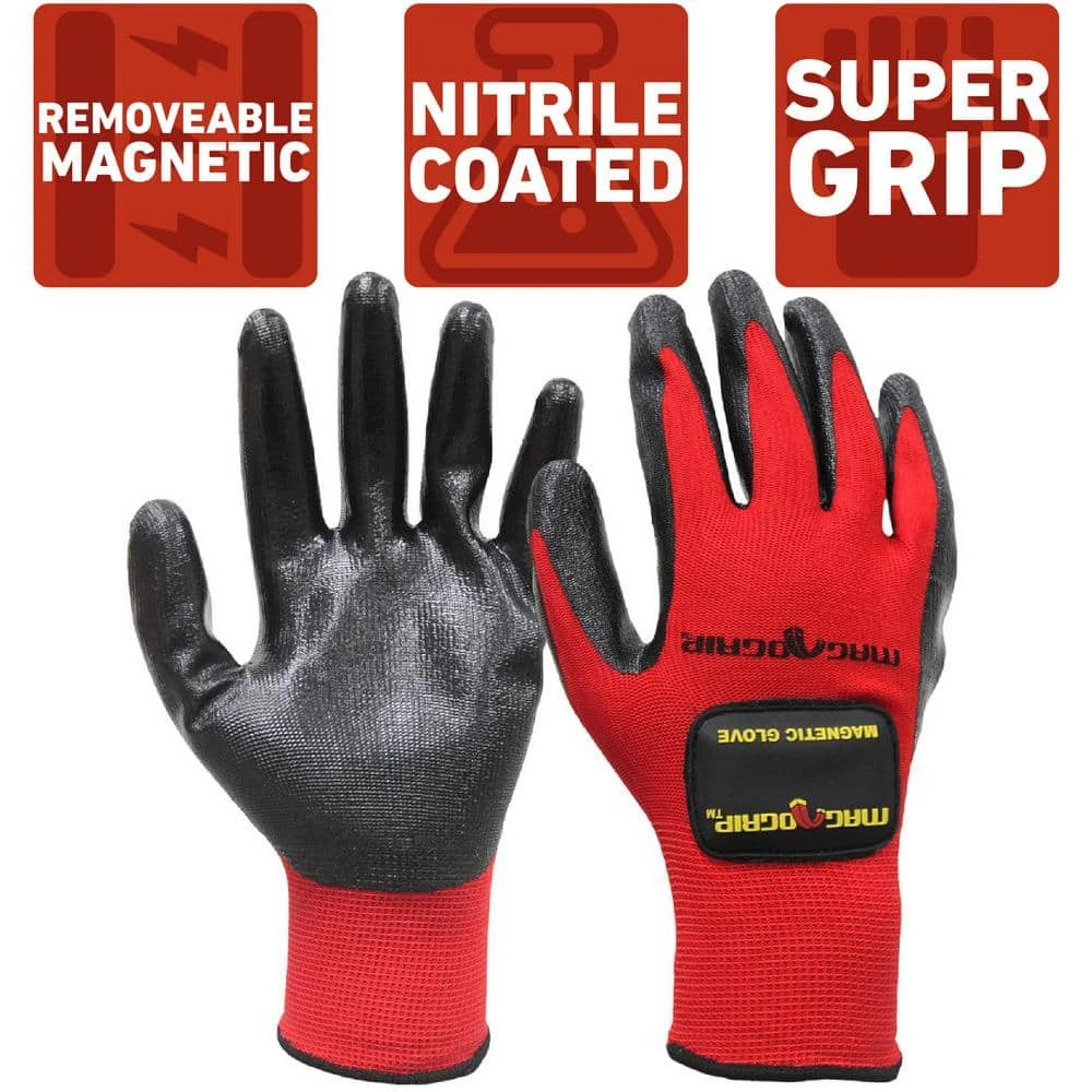Medium Nitrile Coated Gloves With 1-Removable Magnet (2-Pair) 3 Medium Nitrile Coated Gloves With 1-Removable Magnet (2-Pair)