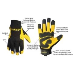 Stanley Men's Large Yellow Synthetic Leather Palm Gloves -Work Gloves Shop stanley work gloves s77611 4f 1000