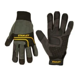 Stanley Men's Large Black Synthetic Leather Palm Gloves